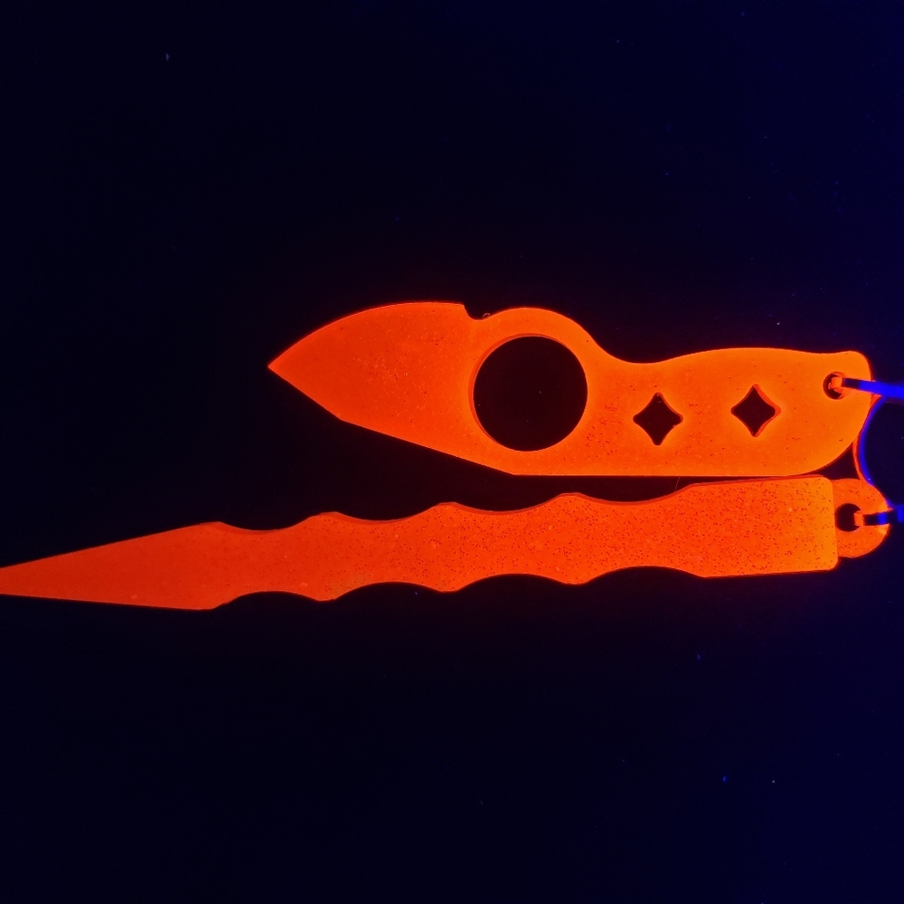 UV Orange 2 Piece Self Defense Key Chain